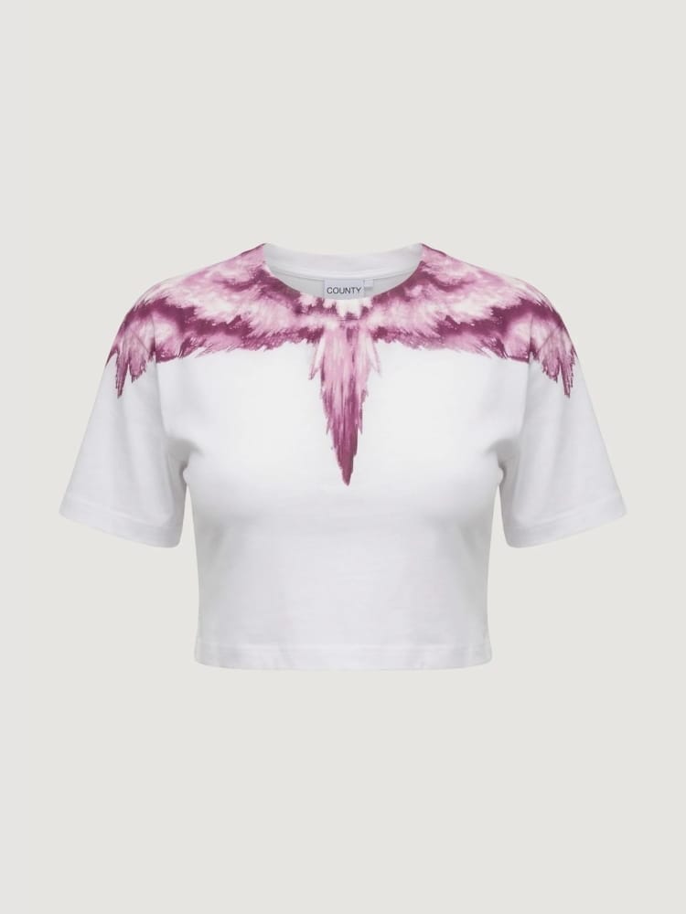 Marcelo Burlon tshirt bianca donna maxi logo rosa