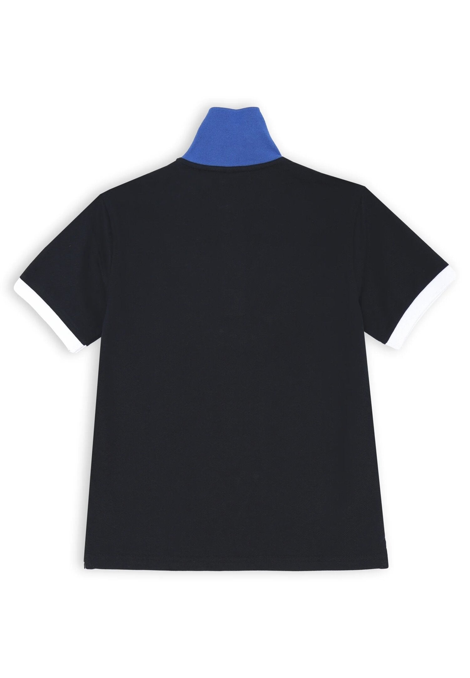Polo nera Sun68 bambino in cotone con collo blu e interno giallo vivace | CammarataMode