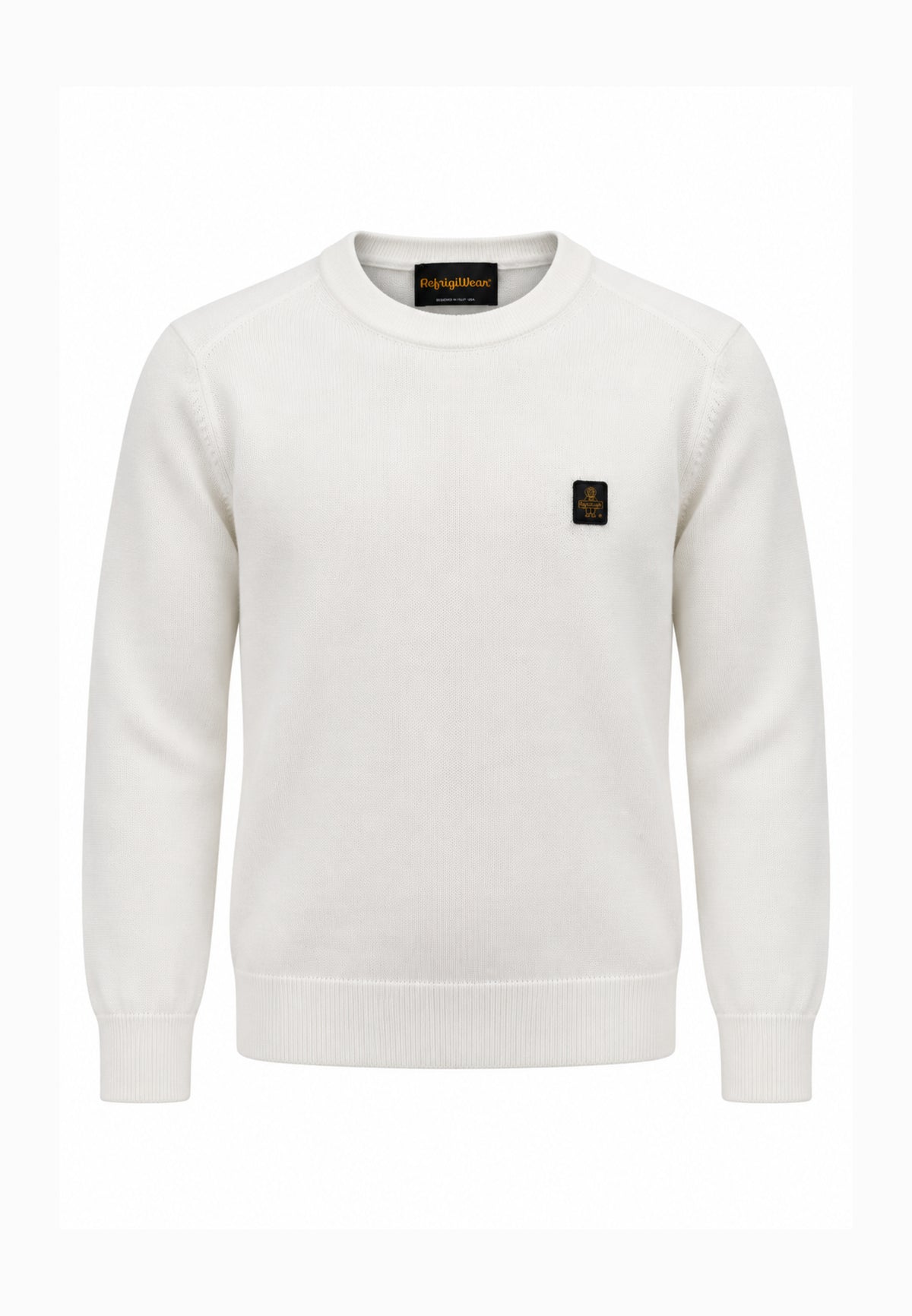 REFRIGIWEAR MAGLIONE PANNA IN LANA SAGOMATO CON MINI LOGO RICAMATO Uomo BENNET PULLOVER.PANNA_