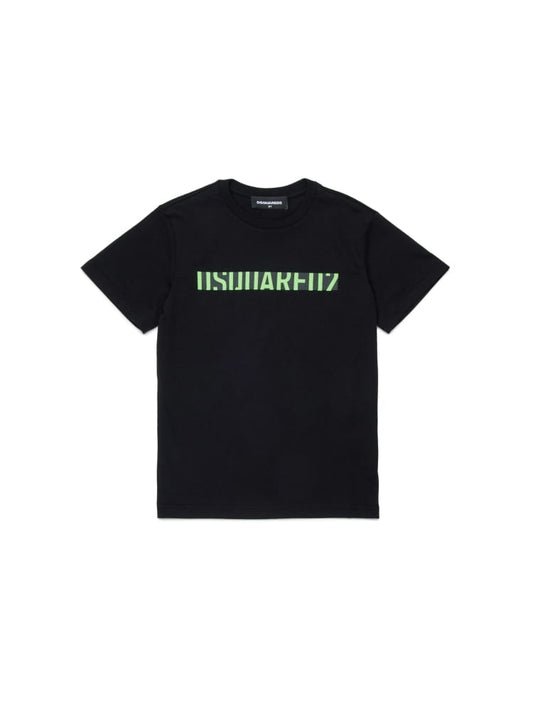 Dsquared t-shirt kids/junior in cotone nero con logo Bambino