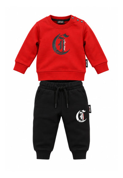 JUST CAVALLI TUTA COMPLETA ROSSA A GIROCOLLO CON LOGO CENTRALE Bambini e ragazzi JIA26001CF.RO_