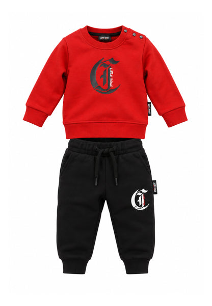 JUST CAVALLI TUTA COMPLETA ROSSA A GIROCOLLO CON LOGO CENTRALE Bambini e ragazzi JIA26001CF.RO_