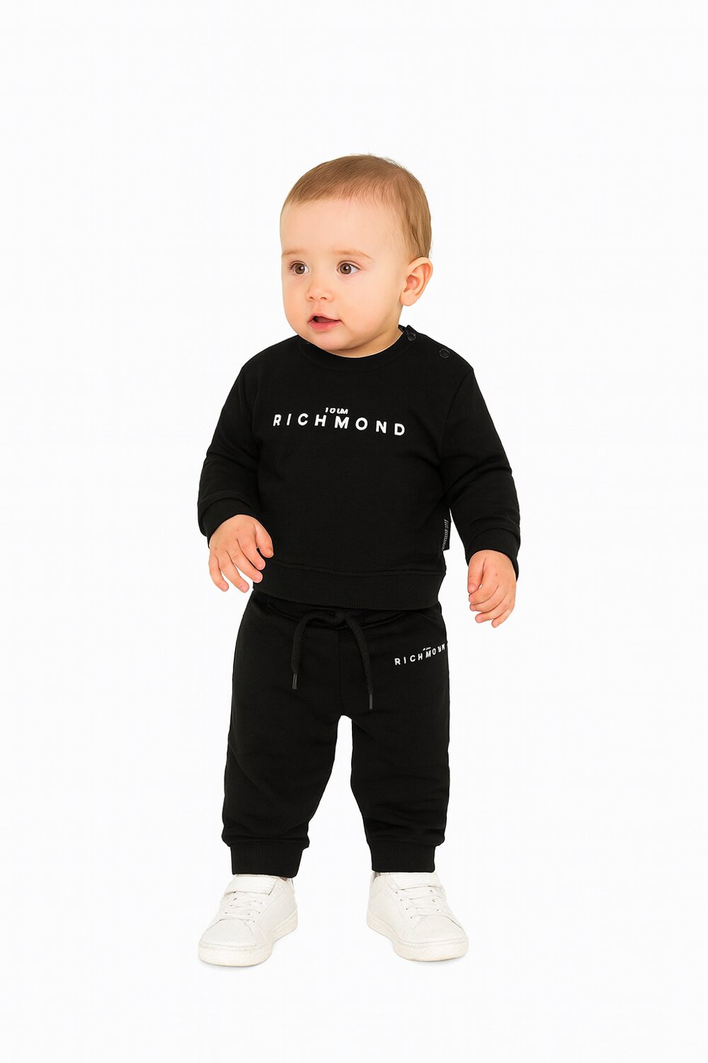 John Richmond completo neonato nero cotone inverno con bottoni spalla