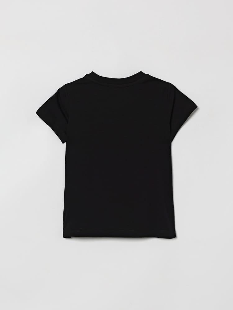 Moschino t-shirt kids/junior in cotone nero con logo strass Bambina