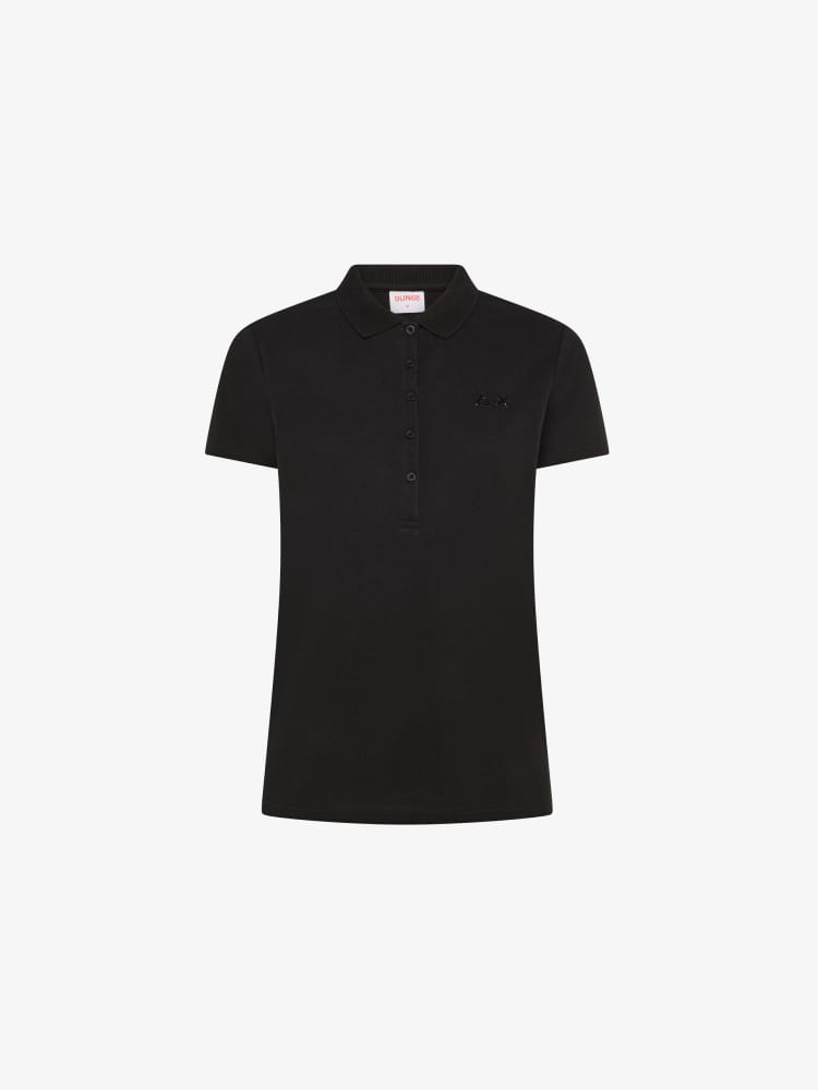 Sun68 polo nera donna logo con strass