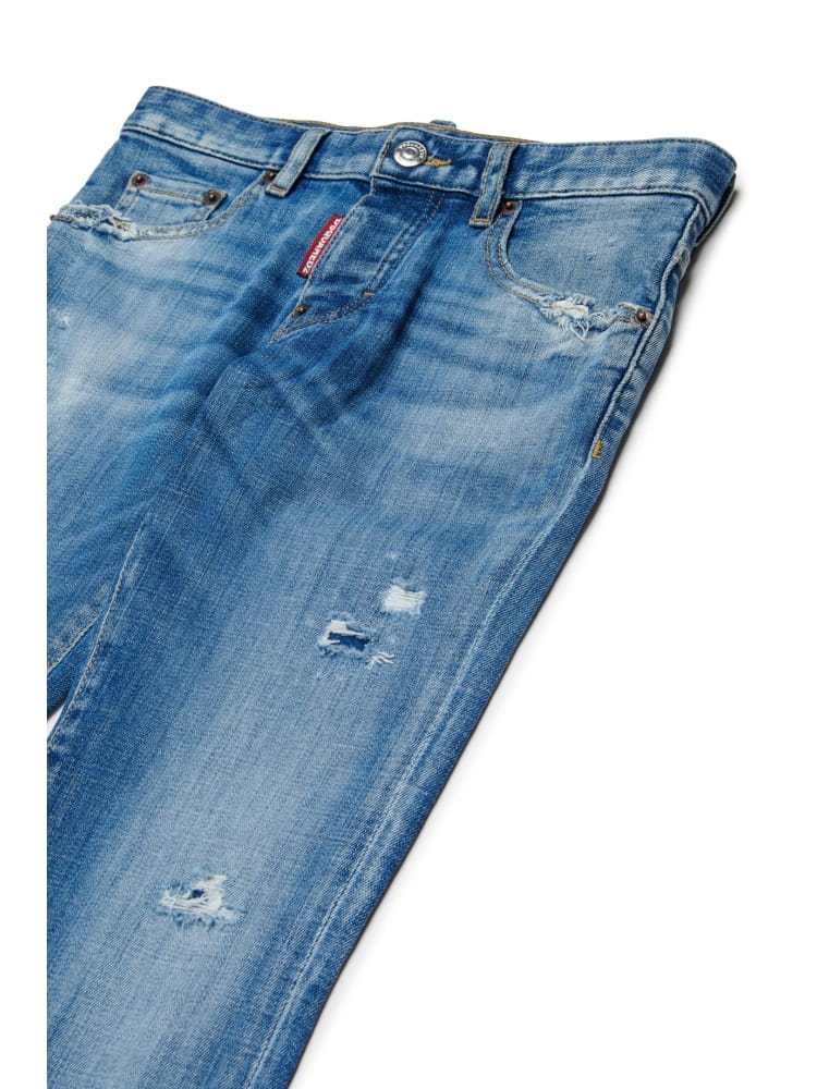 Dsquared jeans kids/junior straight lavaggio blu chiaro stanislav con micro rotture Bambino