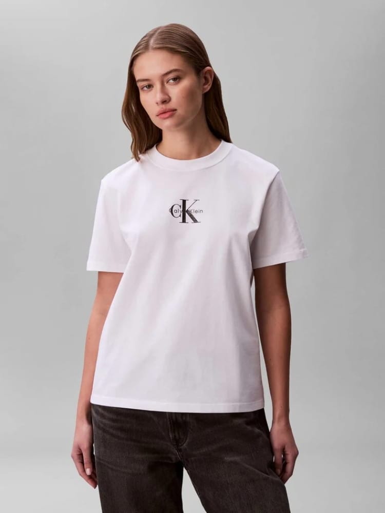 Calvin Klein tshirt bianca donna mini logo