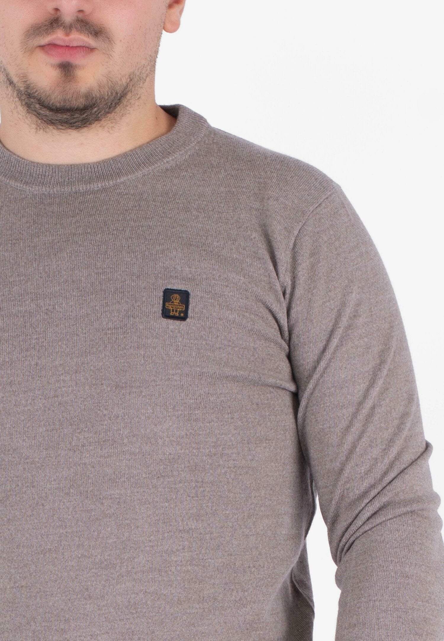 Refrigiwear maglione uomo tortora in lana con girocollo | CammarataMode