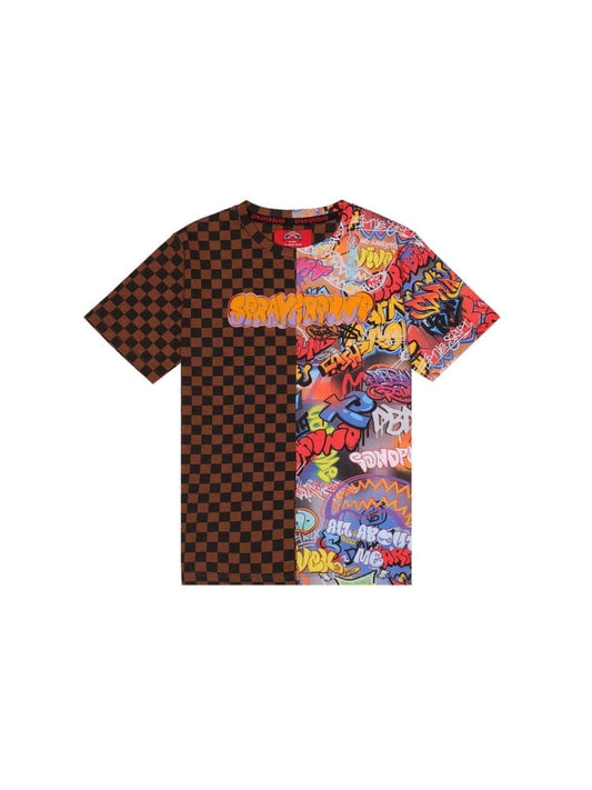 Sprayground t-shirt kids/junior in cotone damier moro con stampa murales
