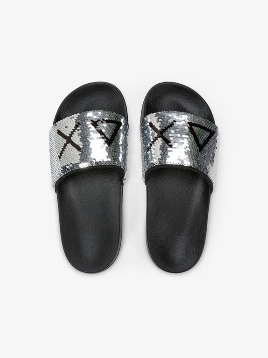 Sun68 ciabatte nere silver donna con paillettes