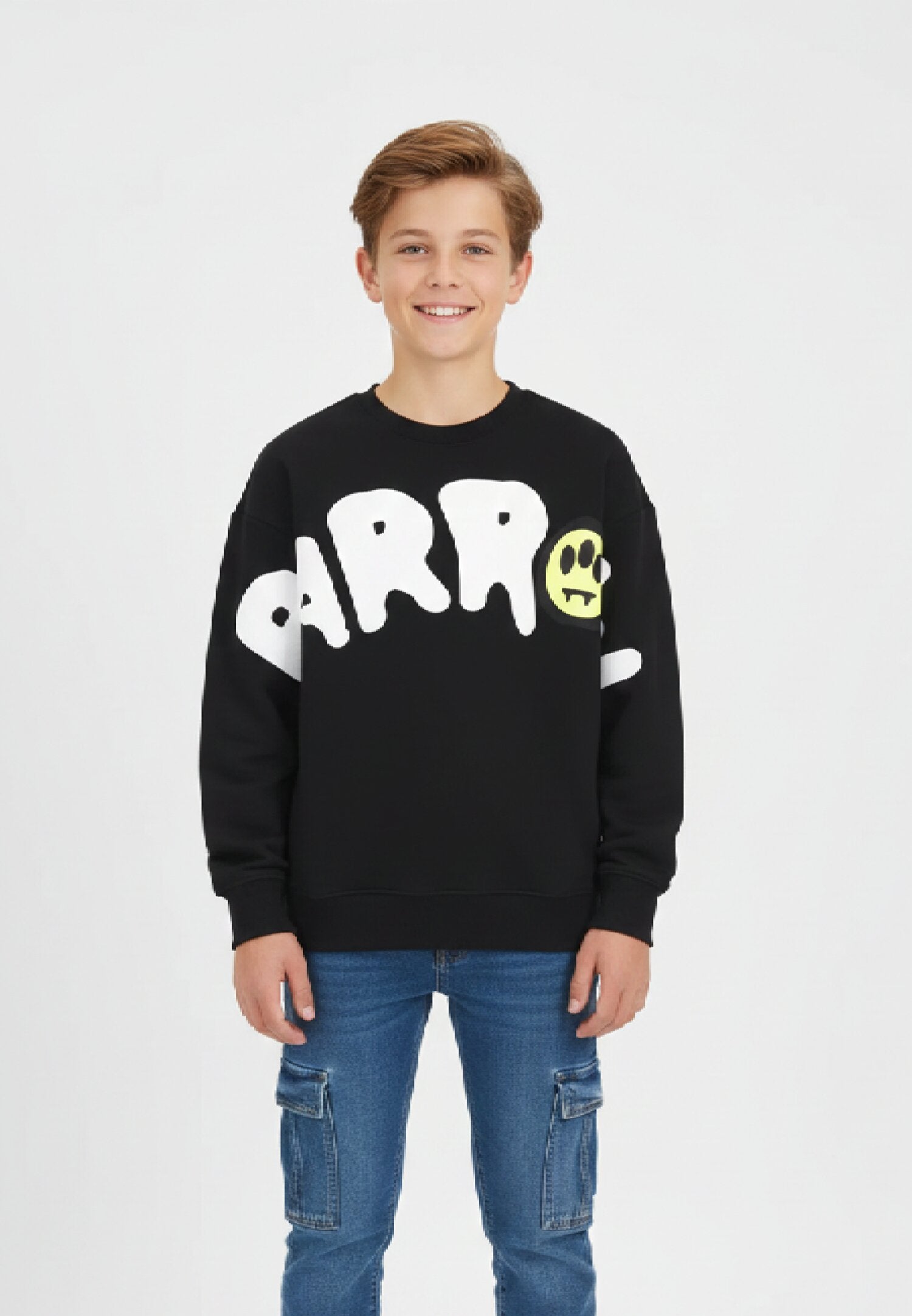 Barrow Felpa Nera Bambino In Cotone Girocollo Uso Quotidiano AI25