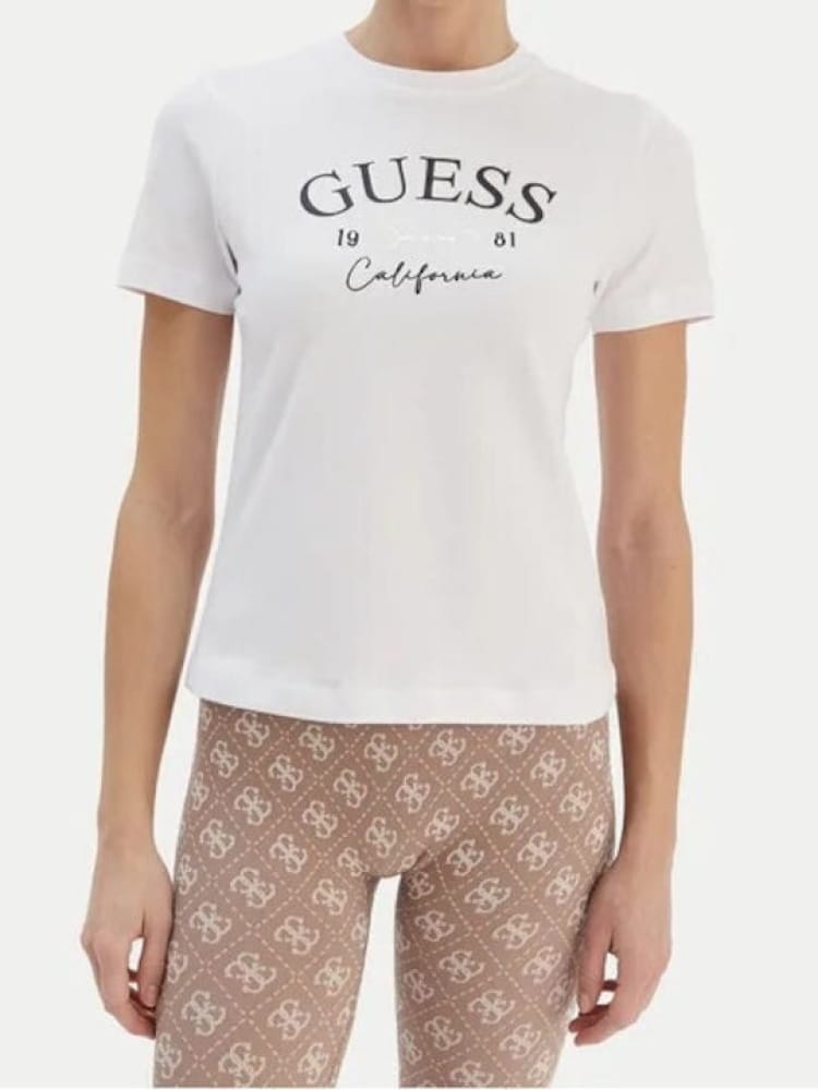 Guess tshirt bianca donna con logo