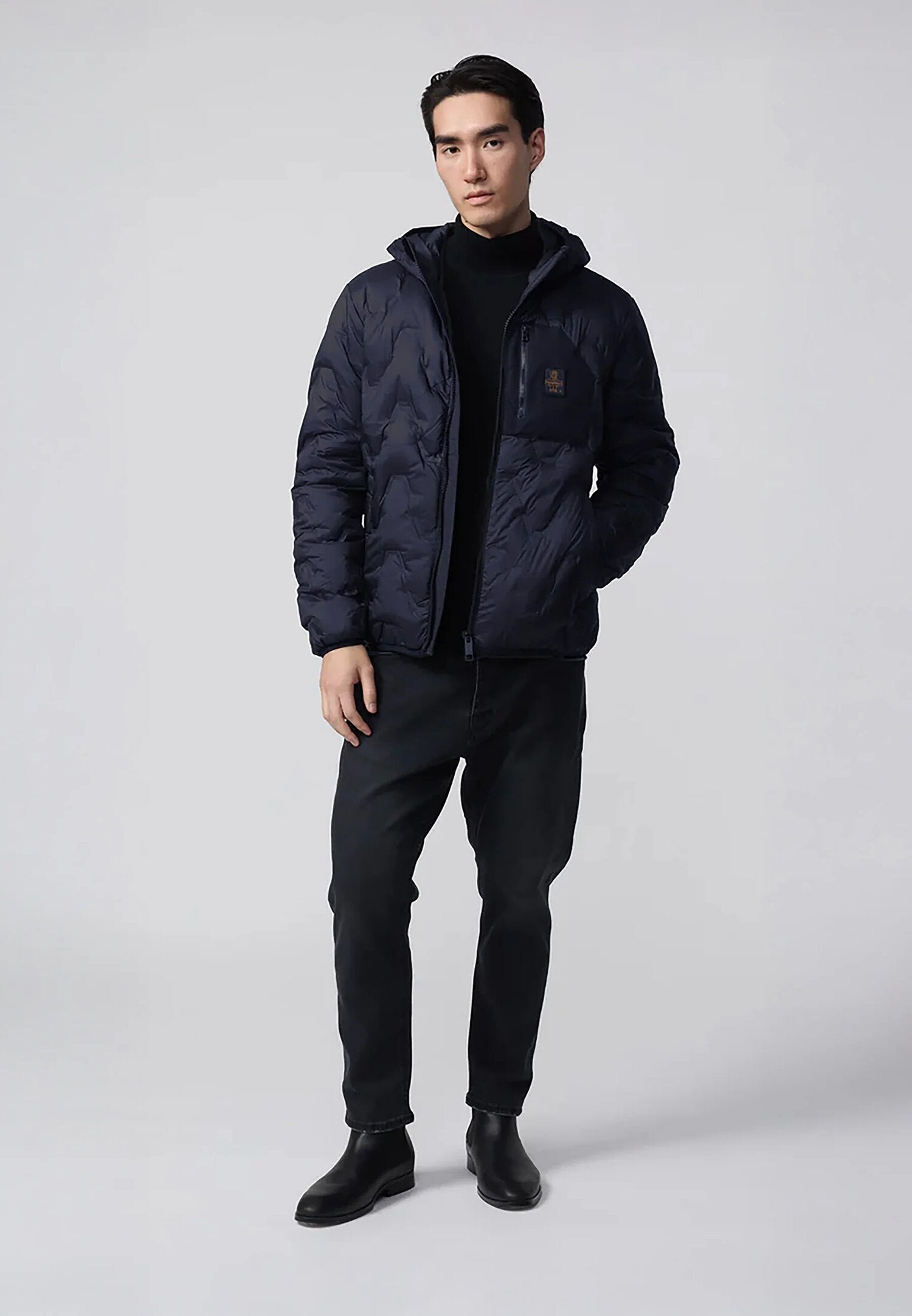 Refrigiwear Giubotto Blu Uomo In Nylon Con Cappuccio Sportivo AI25