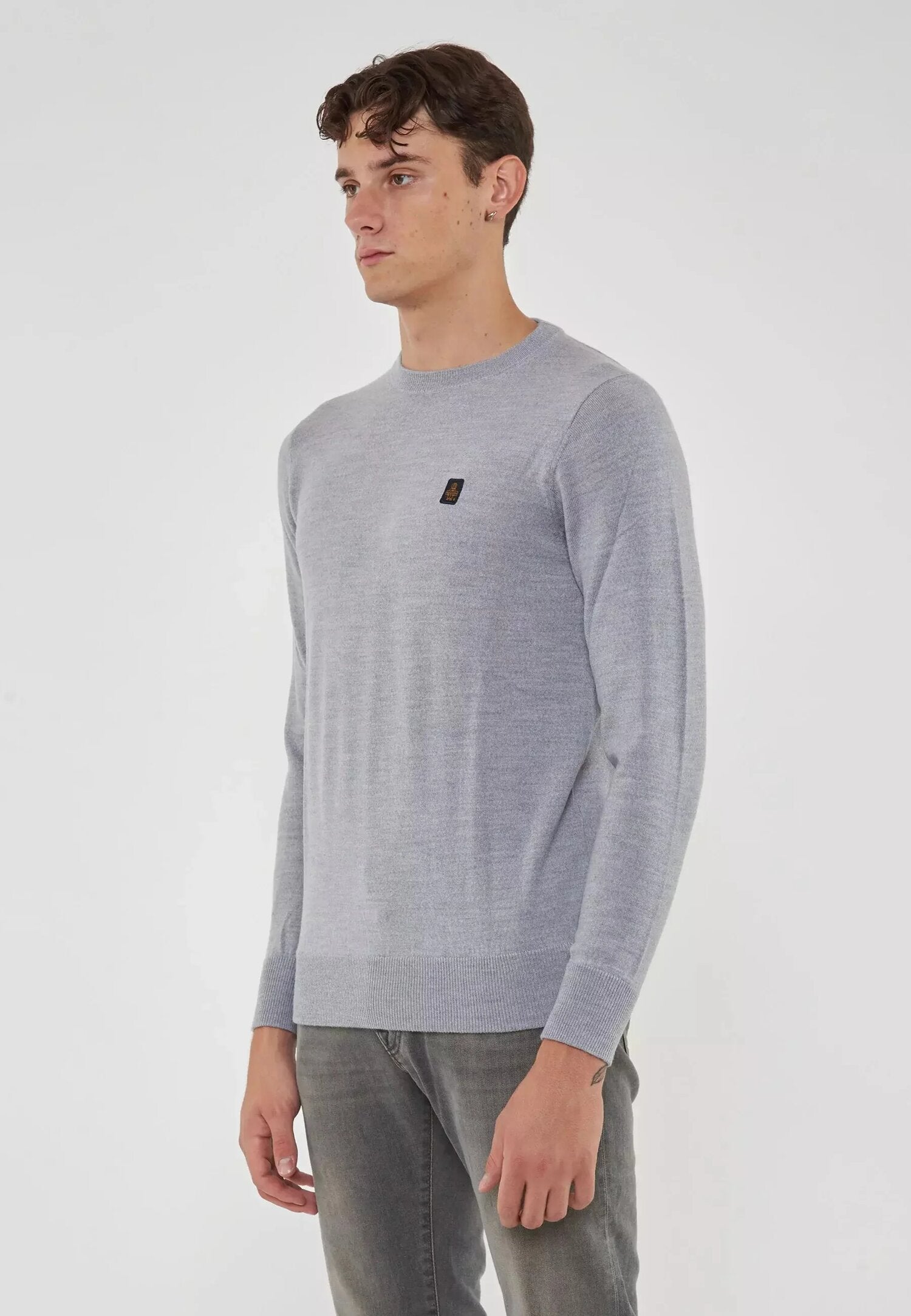 Refrigiwear Maglione Grigio Uomo Girocollo In Lana Passeggio AI25