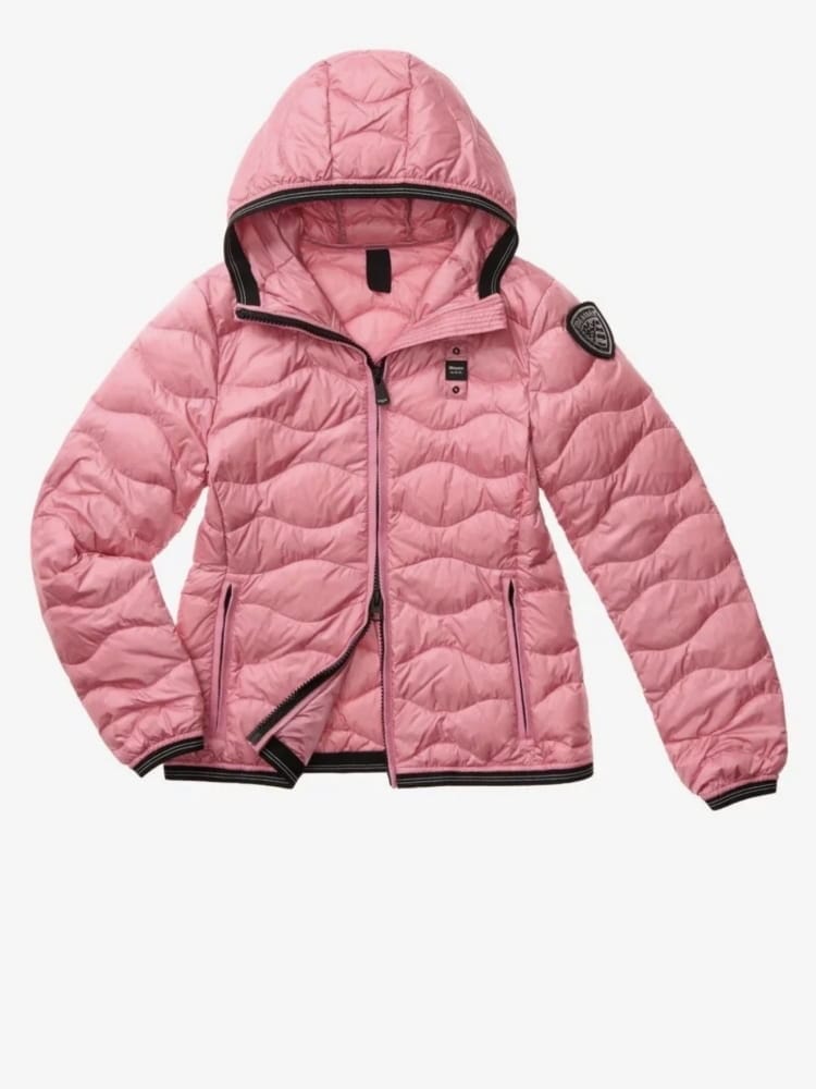 Blauer giubbotto rosa ragazza con logo