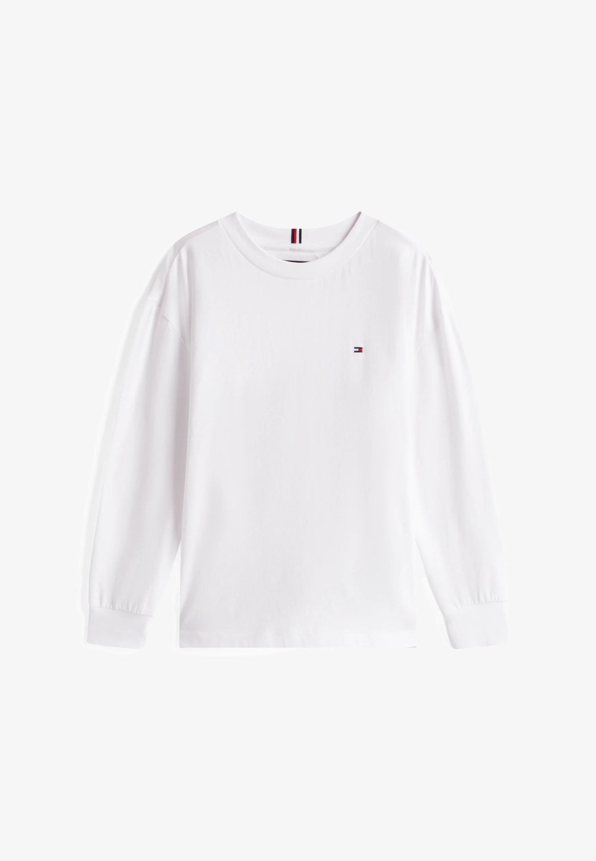 TOMMY HILFIGER TSHIRT BIANCA LOGO BANDIERA PICCOLO MANICHE LUNGHE Bambini e ragazzi KB0KB09846YBR_
