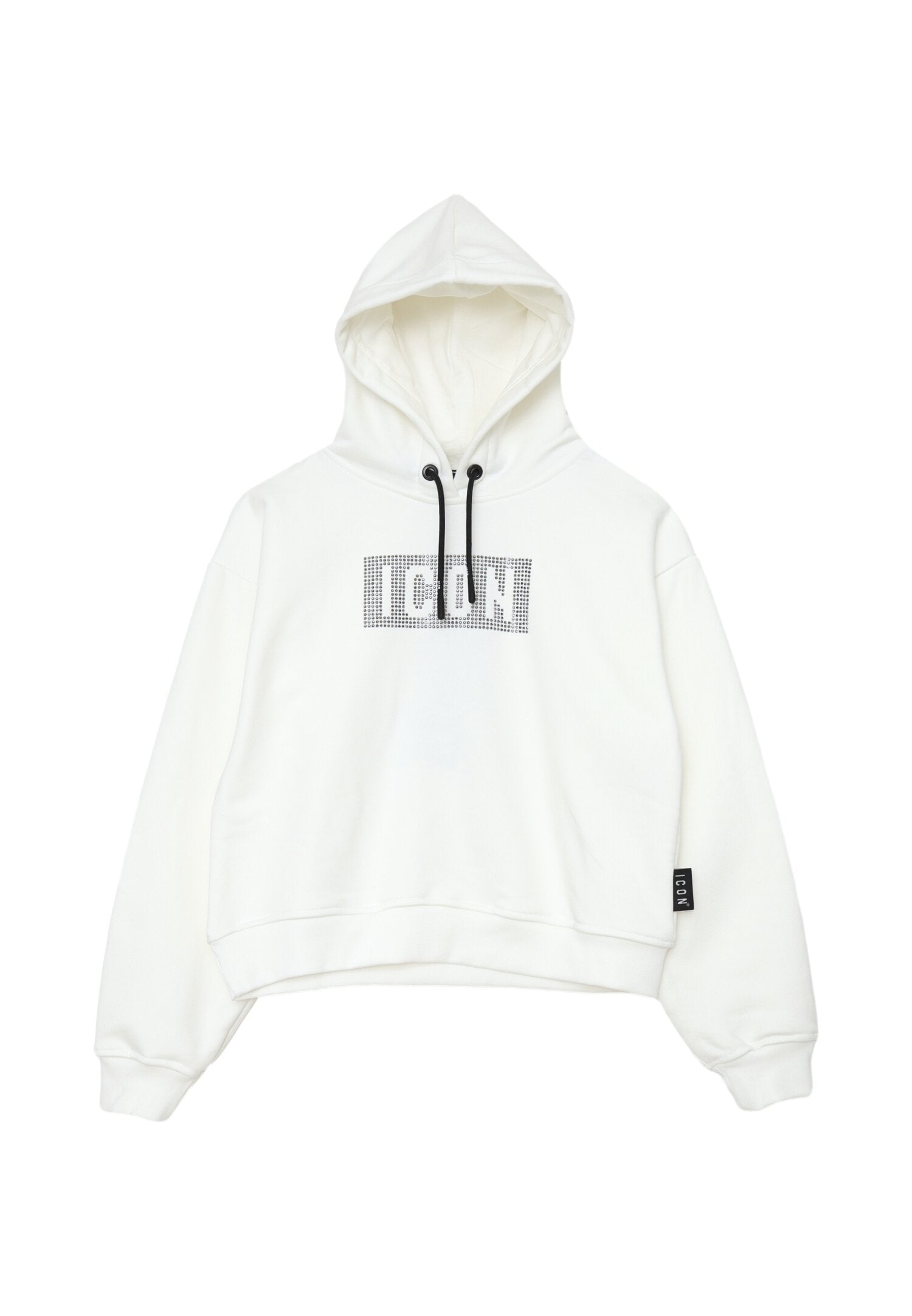Icon Felpa Bianco Bambina In Cotone Con Cappuccio Sportivo AI25