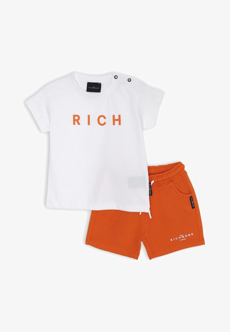 John Richmond White and Orange Cotton Baby Set - ORANGE | CammarataMode
