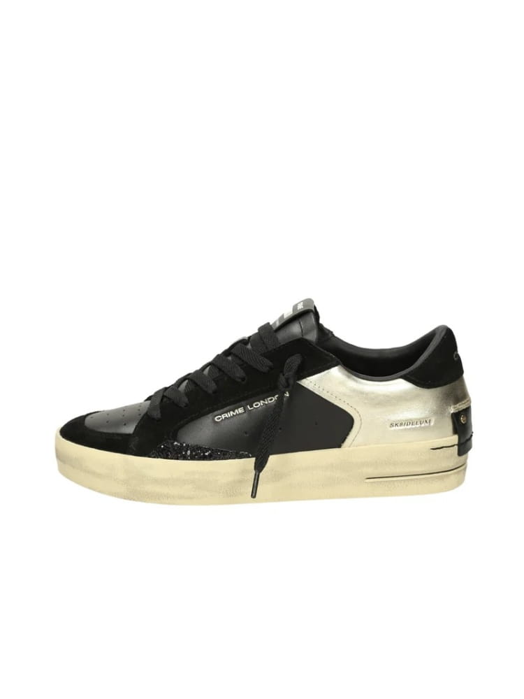 Crime London scarpe nere uomo logo sul lato