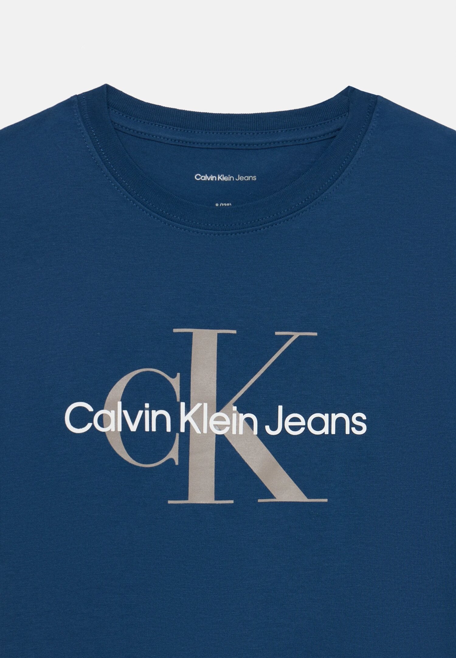 Calvin Klein t Shirt Blu Bambino In Cotone Girocollo Sportivo AI25