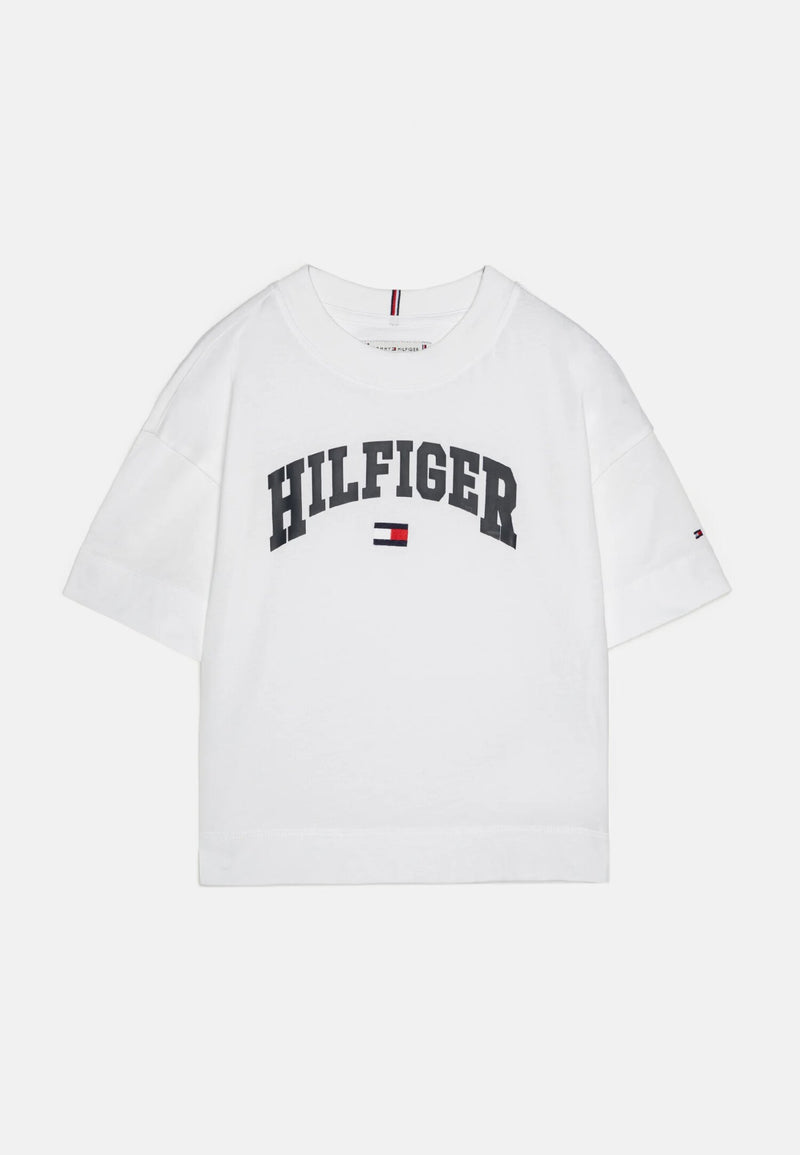 Tommy Hilfiger t-shirt bianca bambina cotone estiva logo stampato - BIANCO | CammarataMode