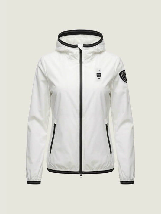 Blauer giubbotto bianco ragazza con logo