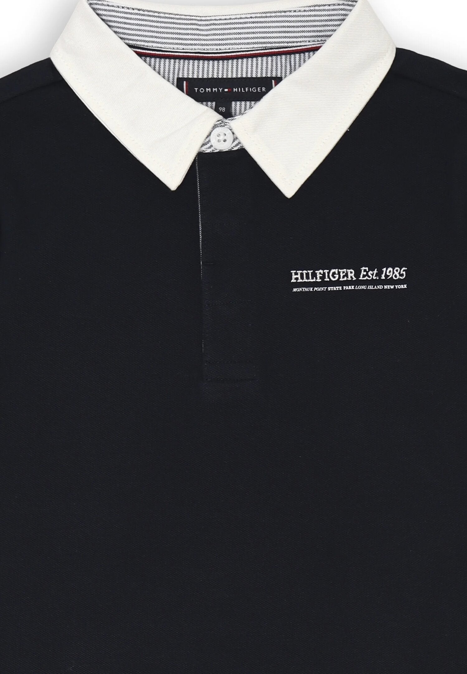 Polo blu Tommy Hilfiger bambino con colletto bianco | CammarataMode