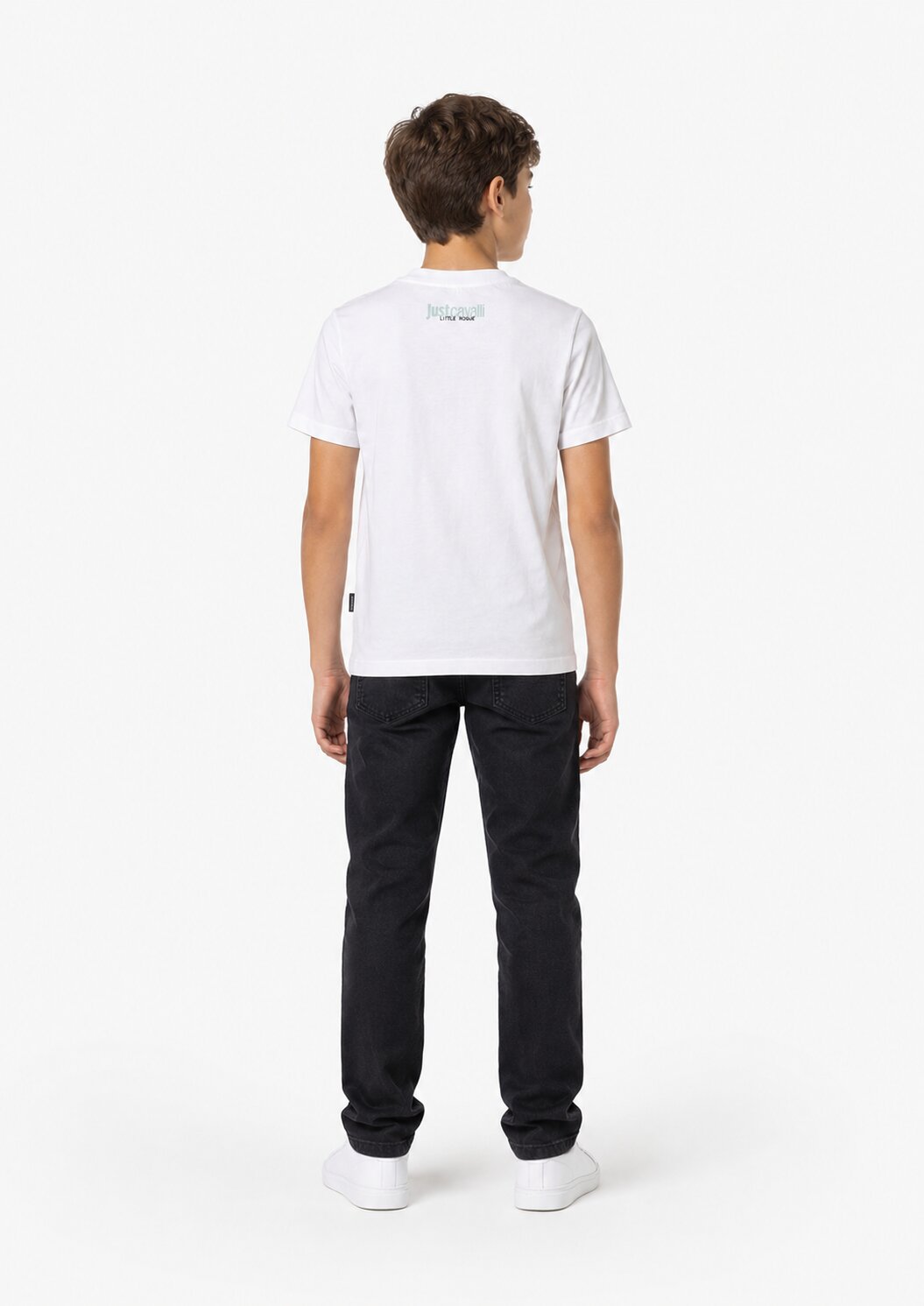 Just Cavalli t Shirt Panna Logo Grande Bambino Girocollo JBP26071TS_