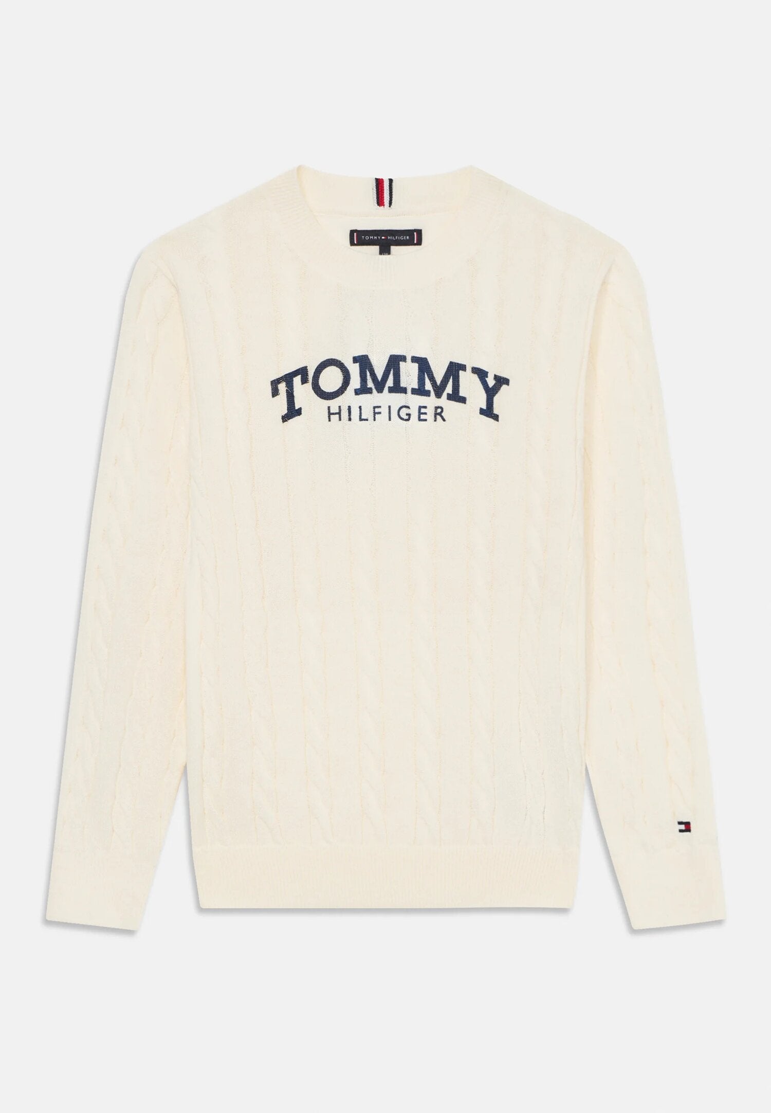 Tommy Hilfiger Maglione Avorio Bambino In Maglia Girocollo Passeggio PE26