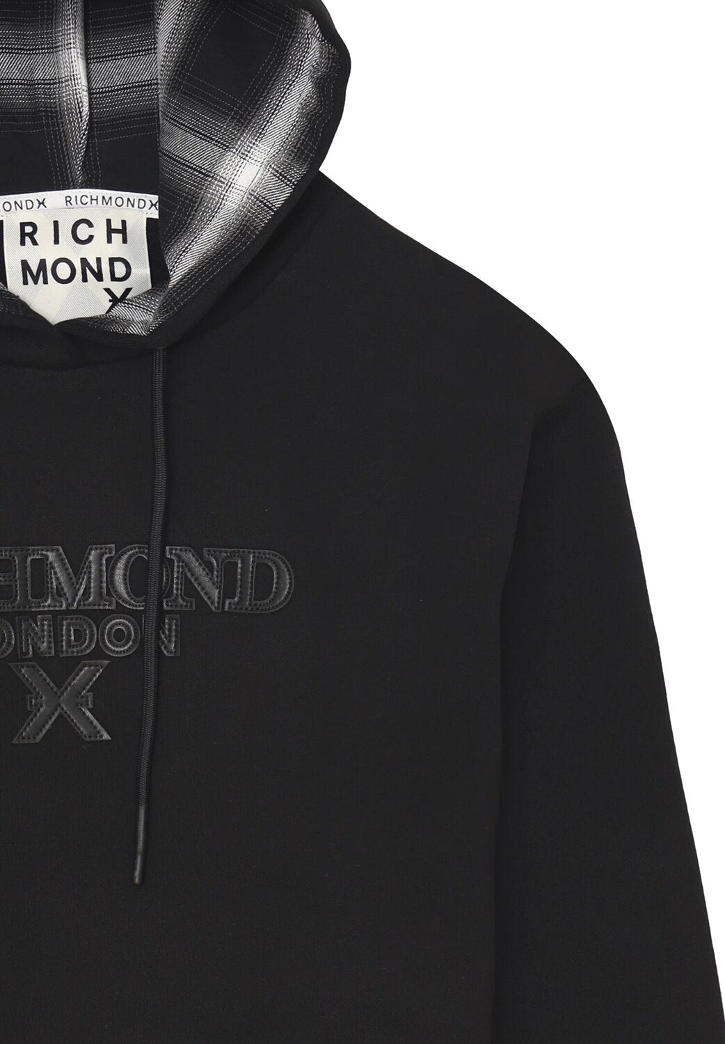 John Richmond felpa uomo nera con cappuccio cotone logo urban