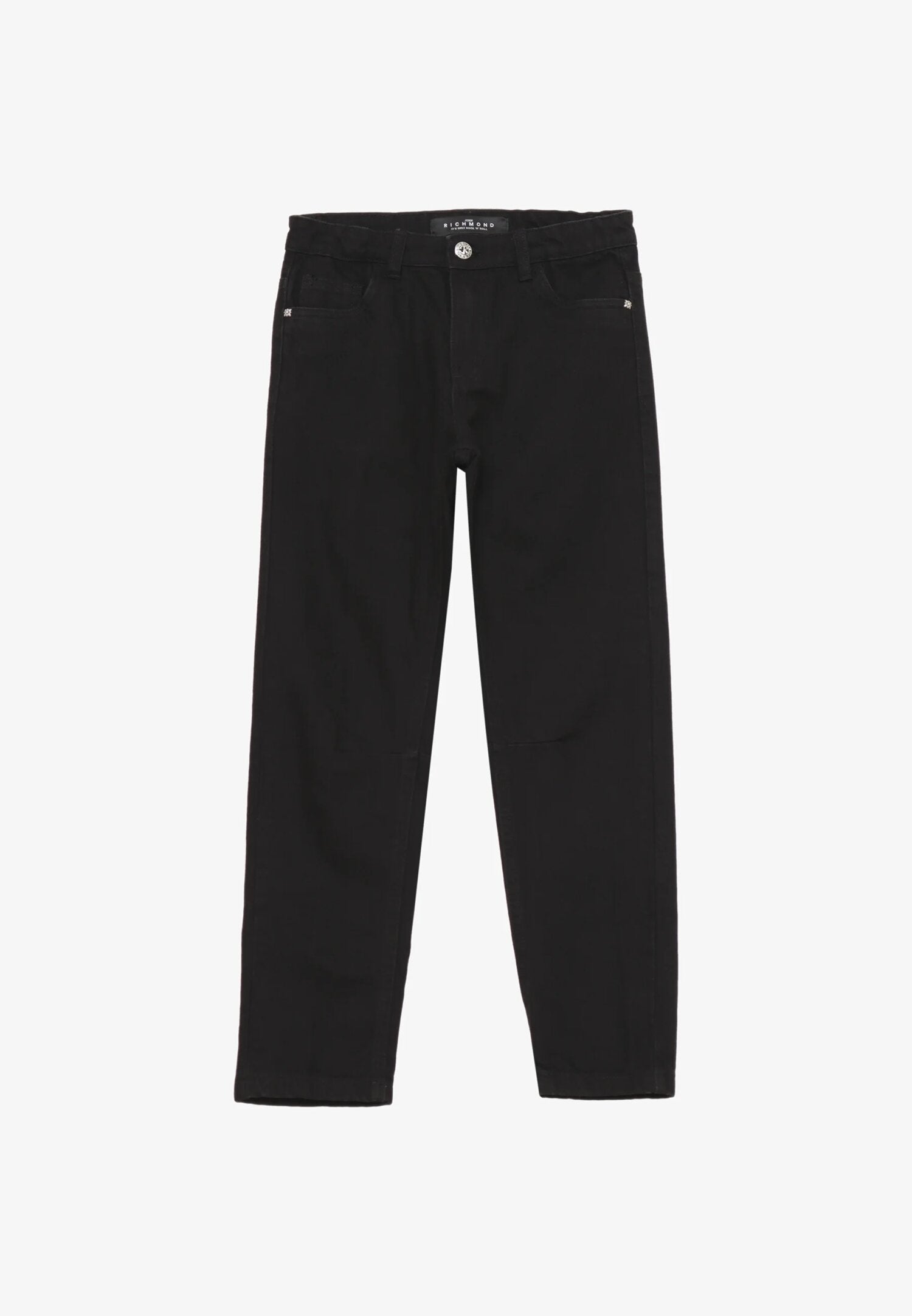 John Richmond Jeans Nero Bambino Cinque Tasche In Cotone Vita Regolabile