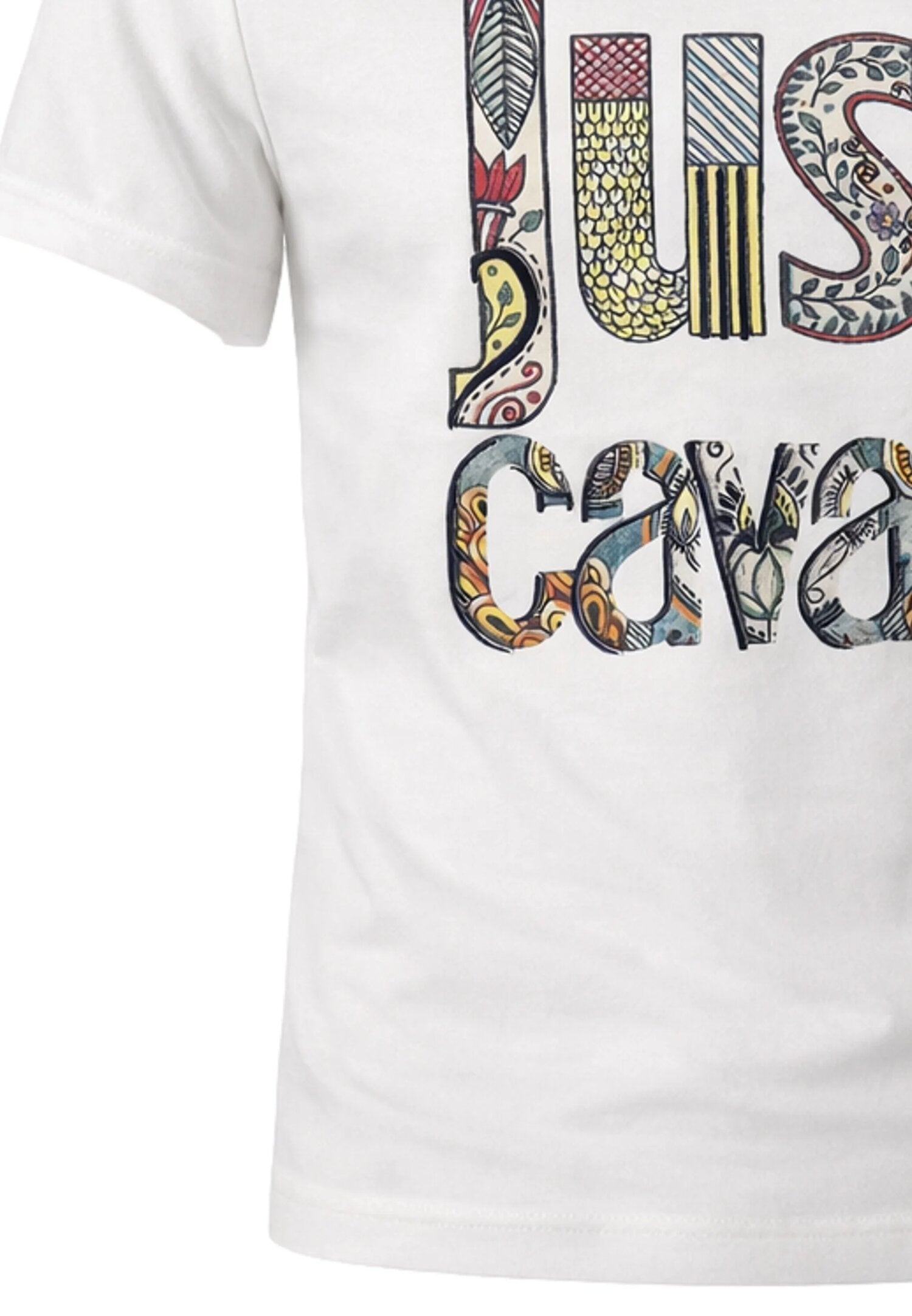 Just Cavalli t Shirt Panna Logo Grande Bambino Girocollo JBP26071TS_