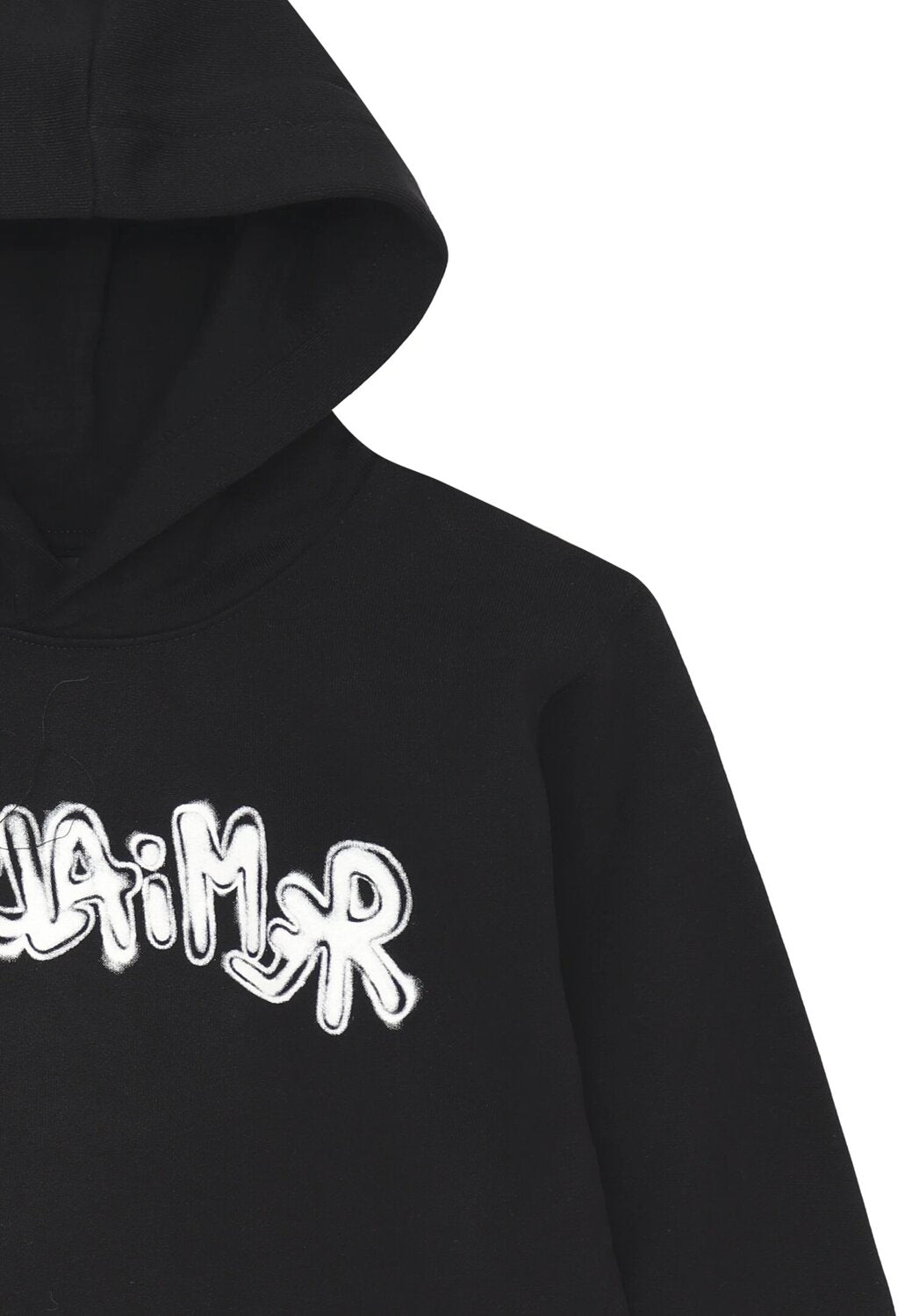 Disclaimer felpa con cappuccio bambino nera cotone inverno logo bianco