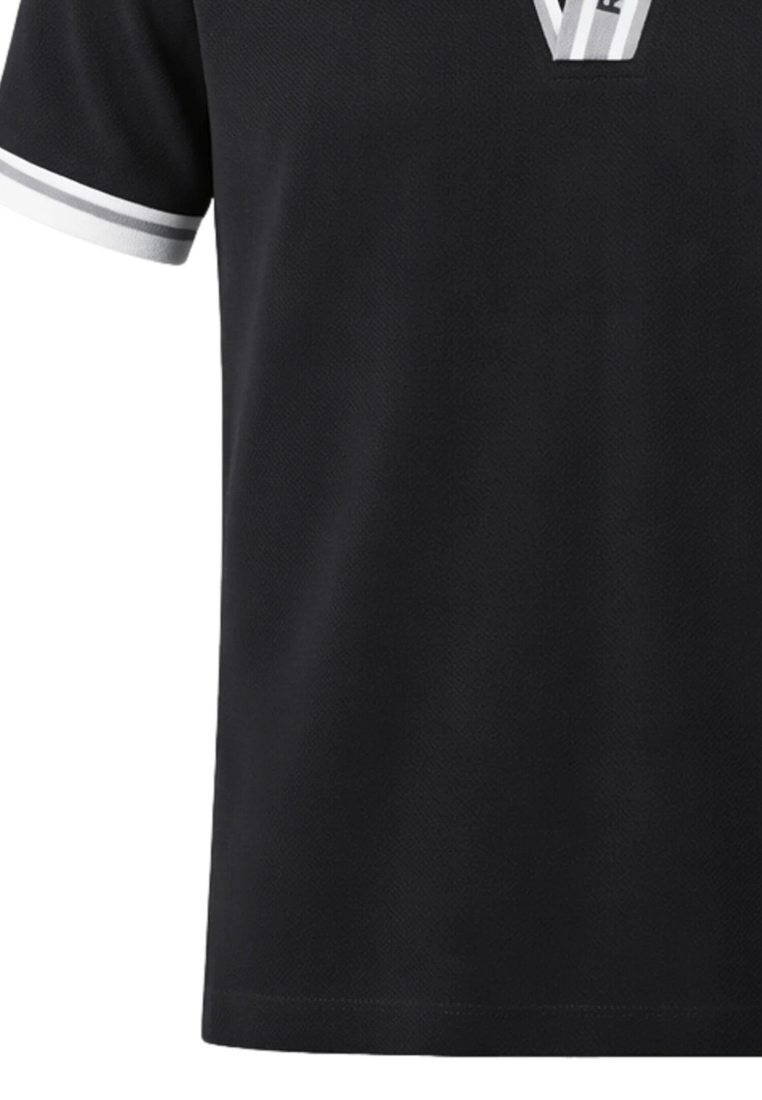 John Richmond Polo Nera Colletto Contrasto Uomo Scollo a v - UMP26013PO_