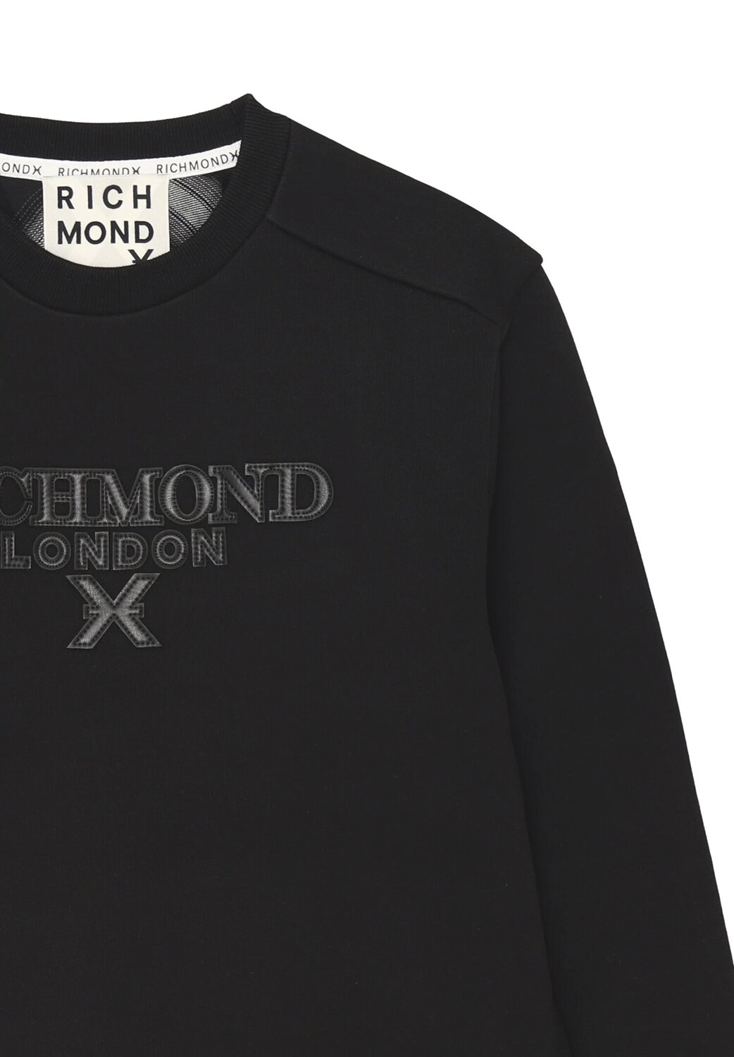 John Richmond felpa uomo girocollo nera cotone logo minimal