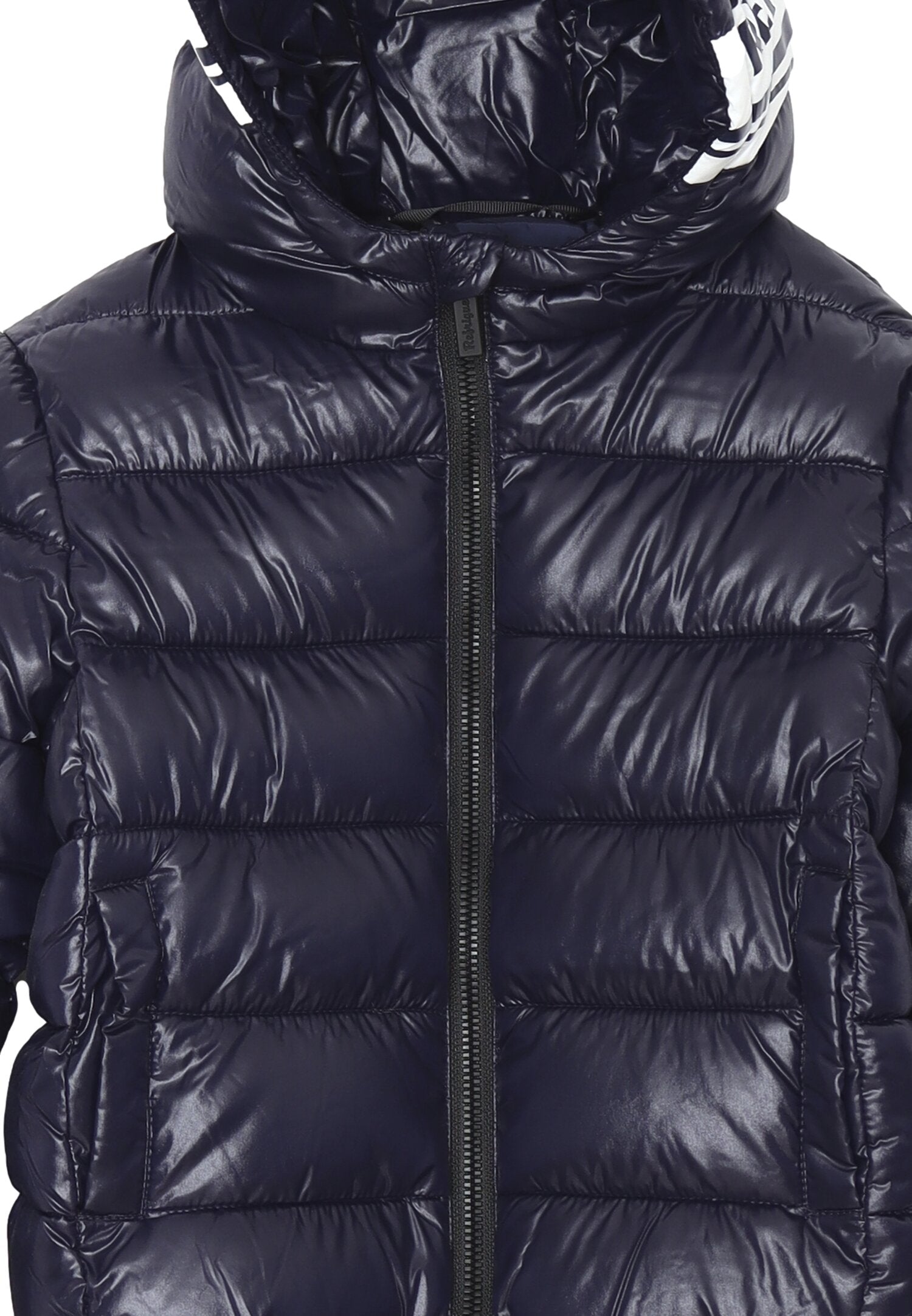 Refrigue Giubotto Blu Neonato In Nylon Con Cappuccio Da Passeggio AI25