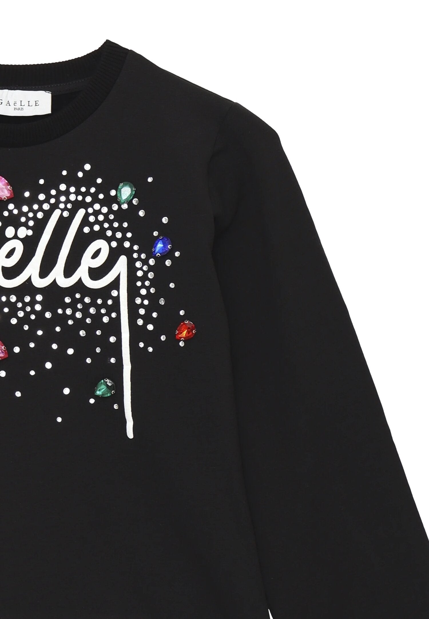 Gaelle Paris Felpa Nera Bambina In Cotone Girocollo Elegante AI25