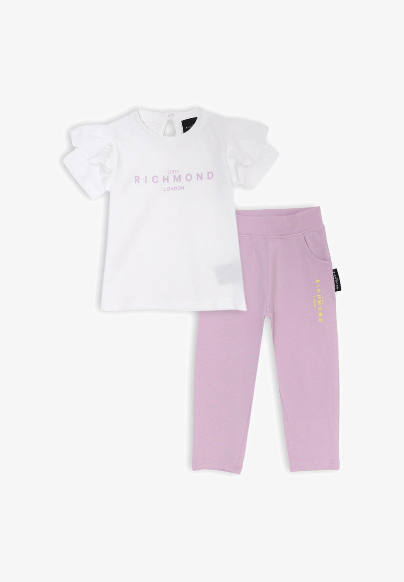 Completo neonata maglia e leggings dritti bianco lilla John Richmond - LILLA | CammarataMode
