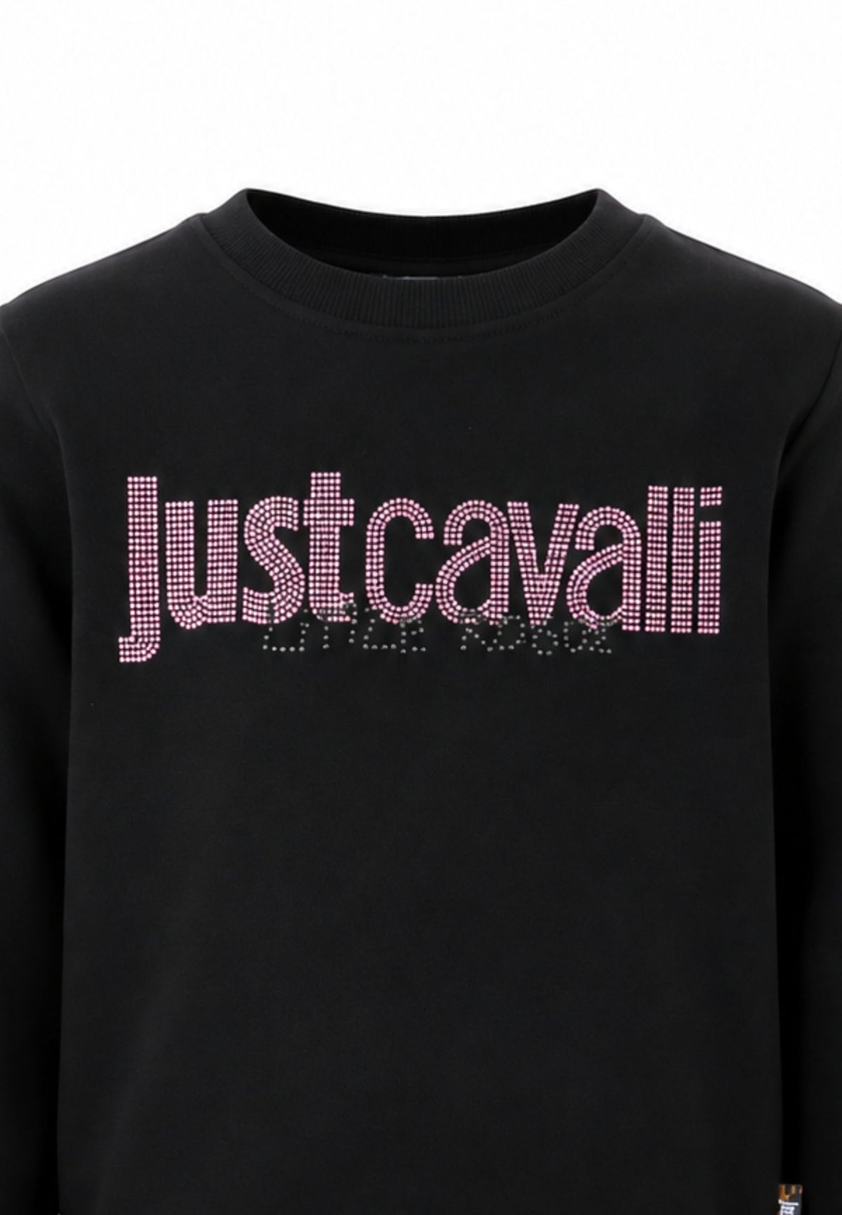 JUST CAVALLI felpa nera con logo rosa centrale con strass Bambine e ragazze jga26174fe.ne_