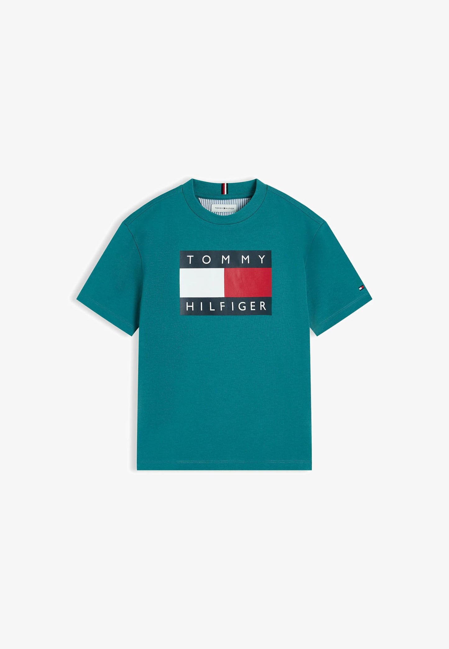 TOMMY HILFIGER TSHIRT VERDE CHIARO LOGO BANDIERA MANICHE CORTE Bambini e ragazzi KB0KB10340CT3_