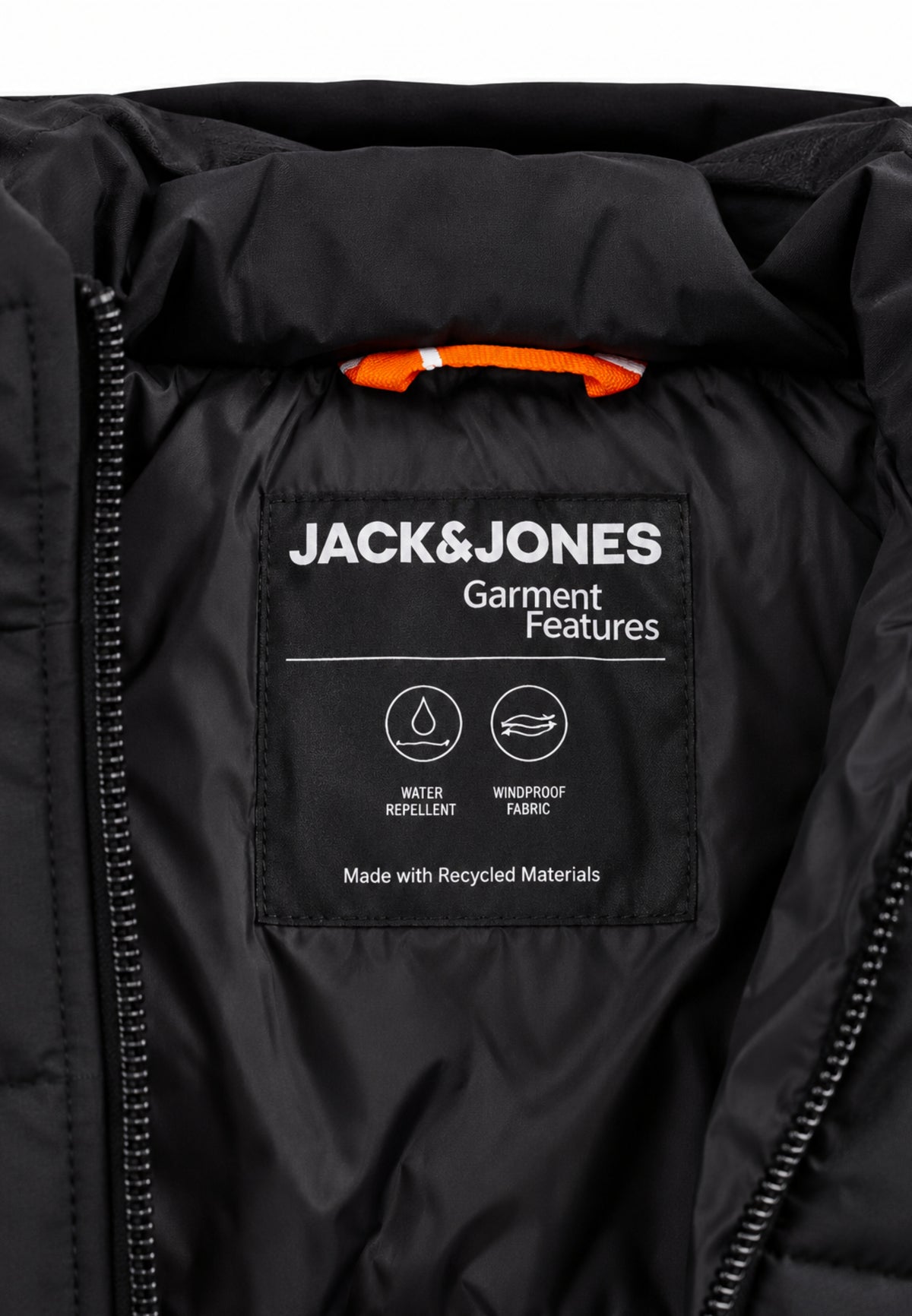 Jack & Jones giubbotto NERO con cappuccio TRAPUNTATO Bambini e ragazzi 12303956.NE_