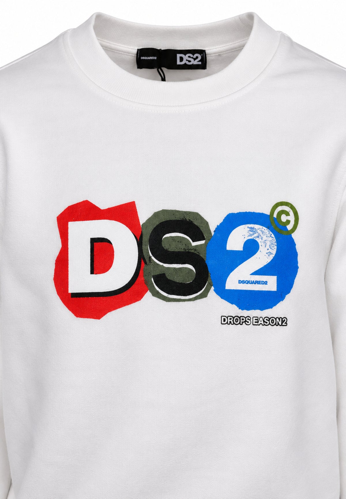 DS2 FELPA PANNA A GIROCOLLO CON LOGO COLORATO Bambini e ragazzi F62K207.PANNA_