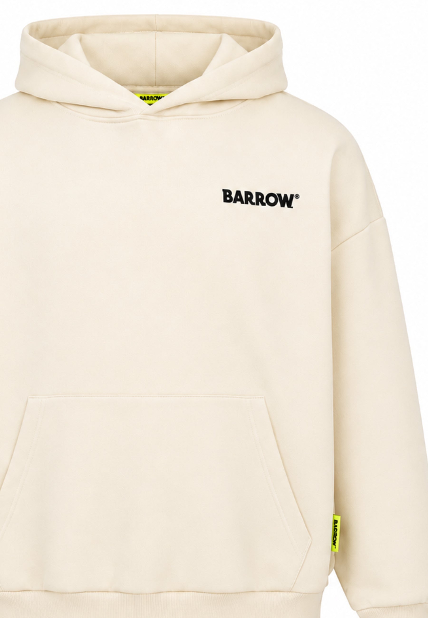 BARROW FELPA PANNA CON CAPPUCCIO con mini scritta davanti e maxi scritta dietro Bambini e ragazzi F6BKJUHS015.PANNA_