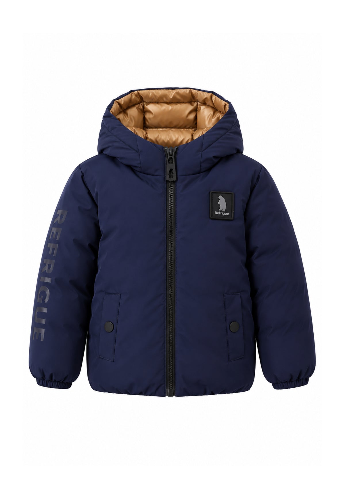 Refrigue giubbotto blu E BEIGE color block cappuccio Bambini e ragazzi 2871o00063.BLU_