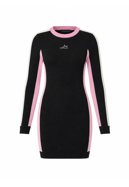 MARC ELLIS ABITO NERO SLIM CON DETTAGLI BIANCHI E ROSA E LOGO RICAMATO CENTRALE Bambine e ragazze JMJDR03554.NE_