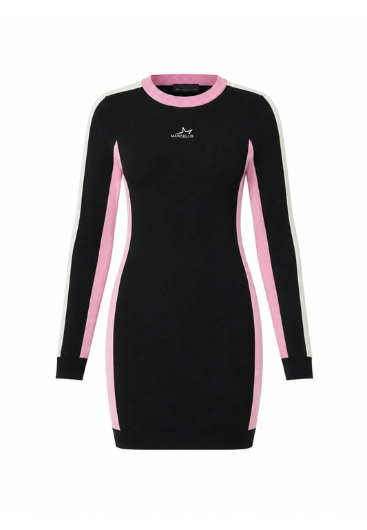MARC ELLIS ABITO NERO SLIM CON DETTAGLI BIANCHI E ROSA E LOGO RICAMATO CENTRALE Bambine e ragazze JMJDR03554.NE_