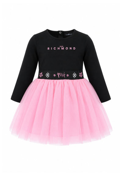 John Richmond VESTITO NERO CON GONNA IN TULLE ROSA Bambine e ragazze RIA26097VE.NE_