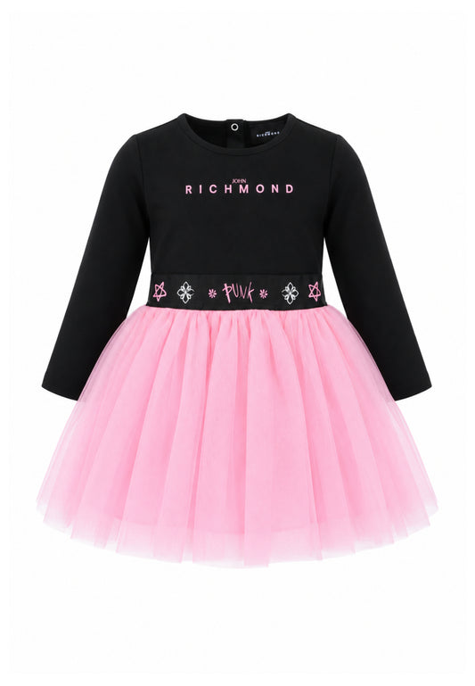 John Richmond VESTITO NERO CON GONNA IN TULLE ROSA Bambine e ragazze RIA26097VE.NE_