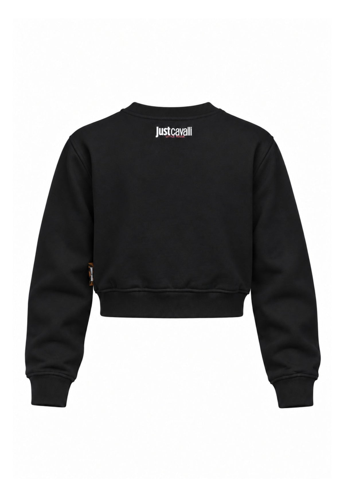 JUST CAVALLI felpa NERA CROP GIROCOLLO CON LOGO DI STRASS Bambine e ragazze jga26176fe.ne_