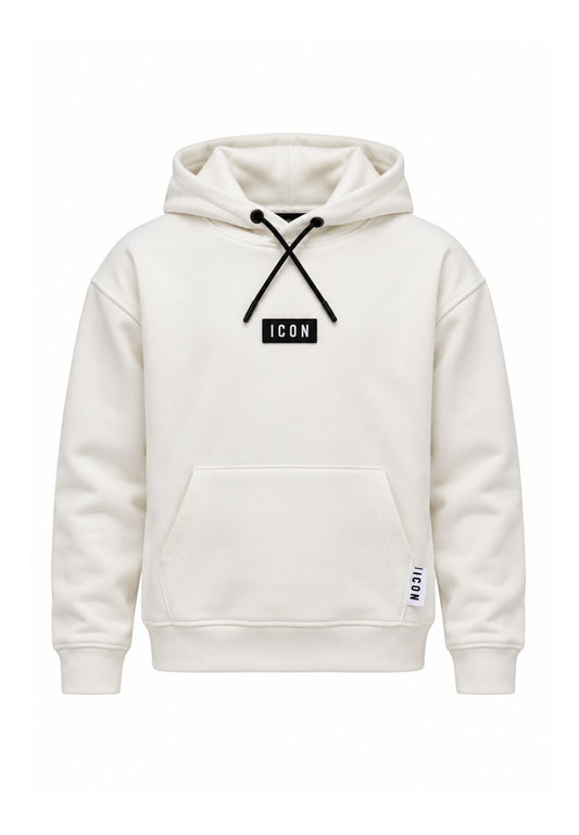 ICON FELPA panna con cappuccio mini logo centrale e tasca canguro Bambini e ragazzi ibsw001453.panna_
